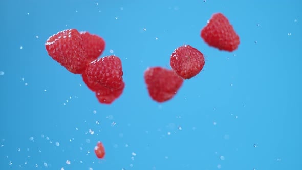 Flying raspberries 1000fps slow motion, Food Stock Footage ft ...