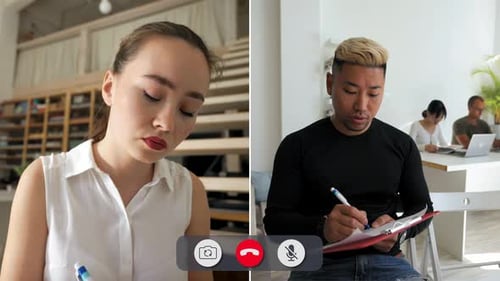 Schüler teilen während eines Online-Telefonats Gedanken zu einer Lektion