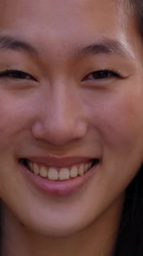 Close Up Face of Happy Beautiful Young Asian Woman Happy Smiling on Street Female People