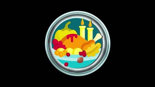 Thanksgiving Dinner Icon Rotating Animation