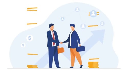 Flat Design Business Partnership Growth Animation