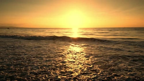 Aerial View of Sunset Horizon Over the Sea Cinematic Drone Aerial View Beautiful Evening Sunset in