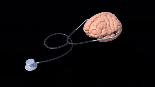 3D Animated Brain with Stethoscope for Medical Diagnostics