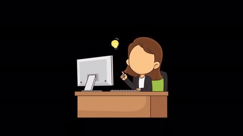 Flat Design Businesswoman Having an Idea Animated Icon