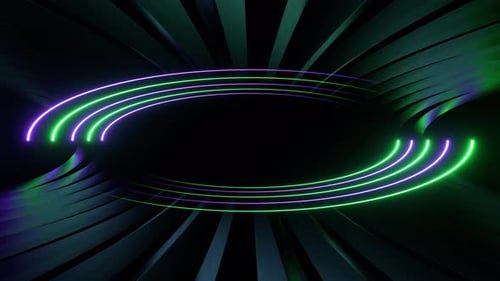 Purple And Turquoise Neon Ellipse In Frame Background Vj Loop l 4K