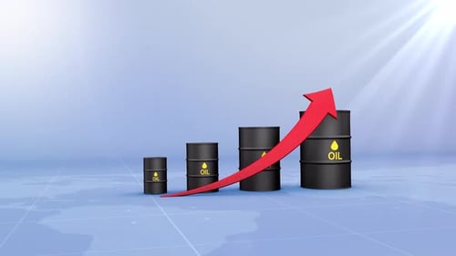Oil Barrels Chart Illustrates Price Growth Animation