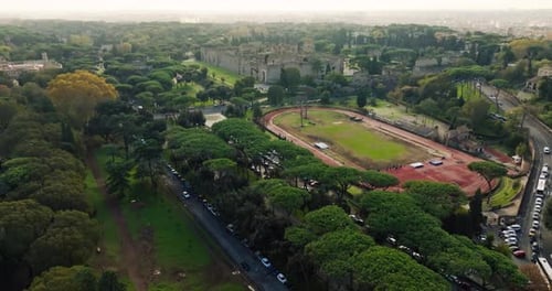 Aerial View of the National Archaeological Museum in Rome Italy