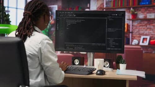 Close Up of Person Using Coding Application to Write and Test Code