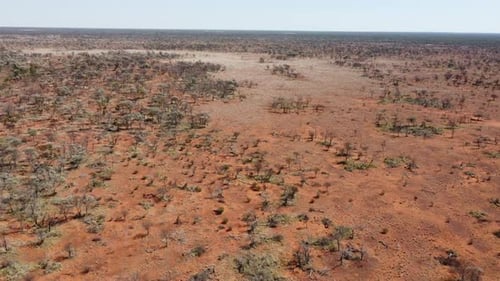 Drone flying towards a "bold patch" in the Australian Outback