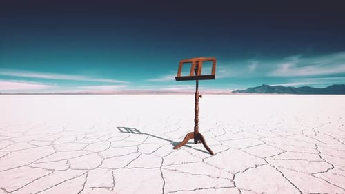 an Old Music Stand is on White Salt Desert