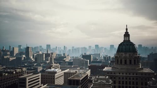 Cinematic Aerial View of a Vast Modern Cityscape