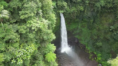 Nungnung waterfall in Bali island, Indonesia (drone shot)
