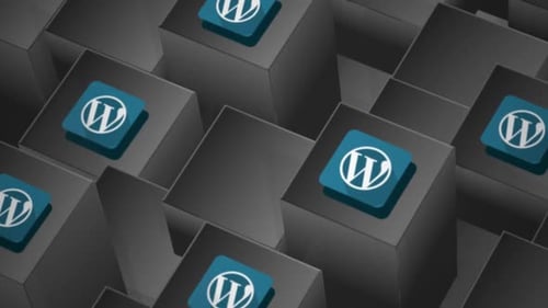Animação de logotipo Wordpress em cubos 3D de gradiente