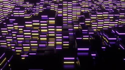 Violetter und gelber runder Neon-Equalizer-Hintergrund Vj Loop In 4K