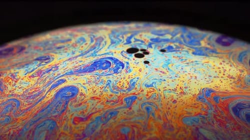 Abstract Pattern Rainbow Chaotic Texture Inside of the Soap Bubble Closeup