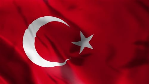 Waving Flag of Turkey with Crescent Moon and Star