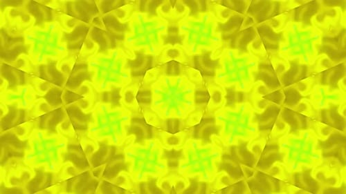 Vibrant Yellow Green Geometric Kaleidoscope Motion Background