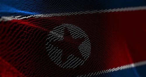 Drapeau de la Corée du Nord agitant un bruit de pépin