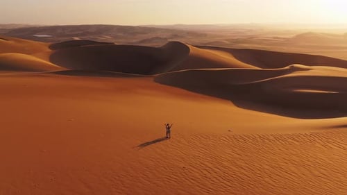 Aerial View of Sand Dunes in Peru at Sunset