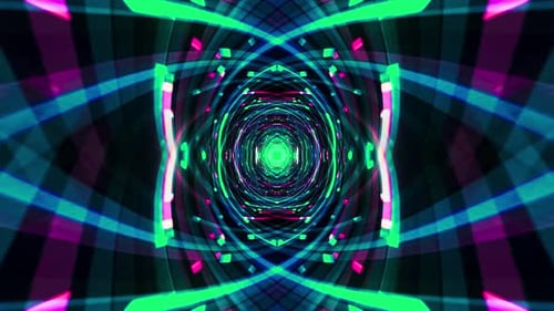 Pink Green Neon Light Trails Matrix Tunnel