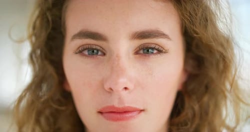 Extreme Close-Up of Young Woman's Face and Hair