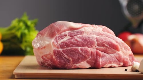 Close-up of Fresh Cut of Meat on Board