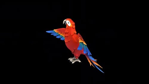 Stylized Cartoon Parrot Flapping Wings Animation