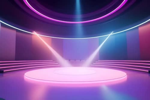 podium Futuristic showcase with platform for product displaying. Empty modern stage display