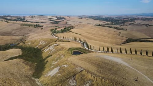 Aerial view of Val d'Orcia, Tuscany, Italy.