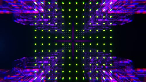 Light Green And Purple Fantastic Neon Cyber Techno Frame Background Vj Loop In 4K