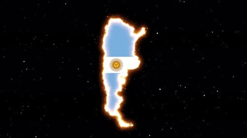 Argentina Map with Animated Fiery Outline