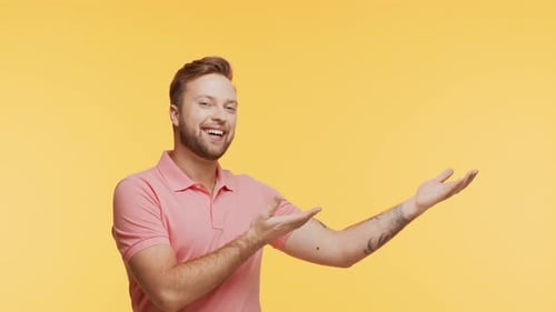Expressive Young Man Over Vibrant Background Studio Portrait of Handsome Person