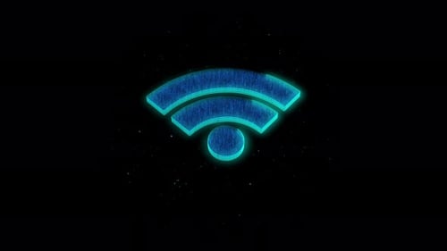 Futuristic Digital Wi-Fi Symbol Glowing Particle Animation