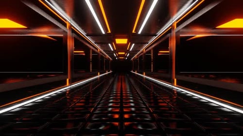 Orange And White Neon Central Corridor Background Vj Loop In HD
