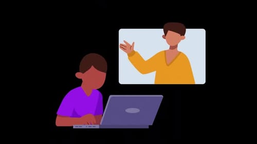 Animated Flat Design Video Call Illustration