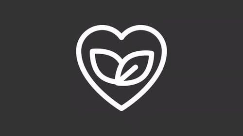 Animated Minimalist Heart and Leaves Line Icon