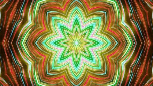 Vibrant green and orange kaleidoscope pattern