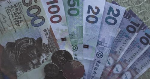 Banknotes Of Different Values Of Hong Kong Dollars
