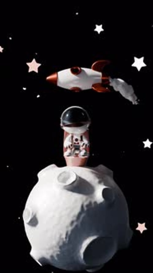 Vidéo satisfaisante d'animation en boucle d'astronaute de dessin animé