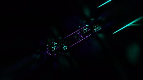 Turquoise And Purple Corridor With Neon Lasers And Honeycombs Background Vj Loop In 4K