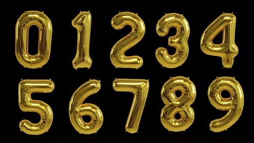 Animated Golden Foil Balloon Numbers for Celebrations