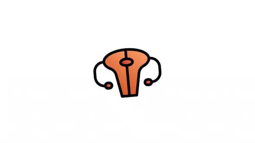 Animated Sketch Icon of Uterus and Fallopian Tubes