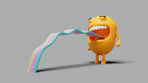 Personnage abstrait faisant roter un arc-en-ciel. L'allégorie a une humeur enfantine. La vidéo a
un canal alpha
