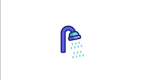 Animated Flat Design Shower Head Icon