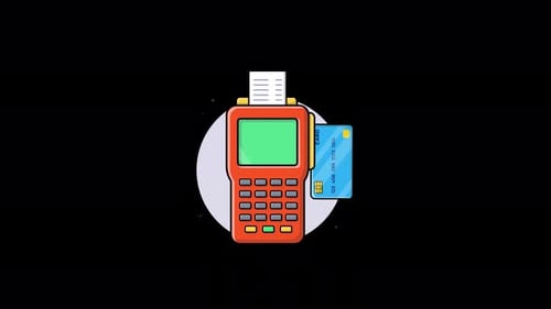 POS Machine with Bank Card. Payment Concept Animation Video - Transparent