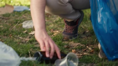 People Using Proper Tools to Clean the Forest and Recycle Plastic Waste