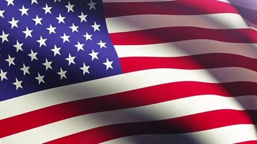 Waving American Flag with Dramatic Sunlight Effect