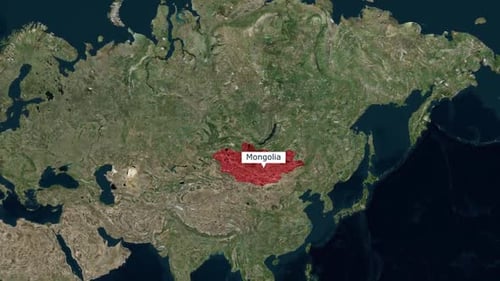 Carte de la Mongolie, couleur rouge