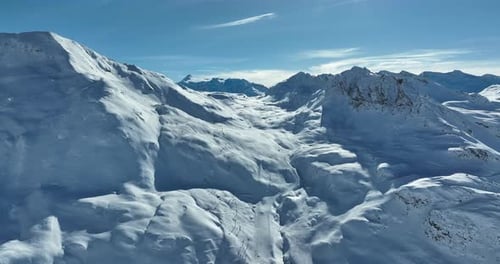 Aerial View of Snow Covered Mountain Range