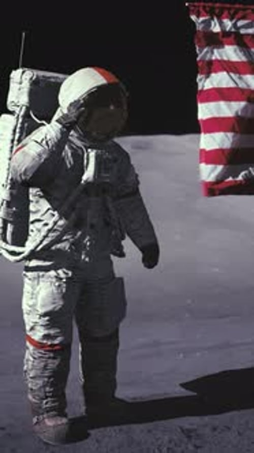 Astronaut Saluting the American Flag 3D Rendering Animation